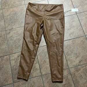 A New Day Brown Faux Leather Leggings NWT